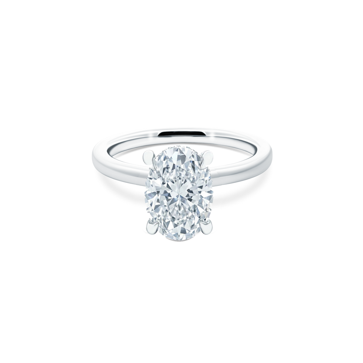 Oval Cut Lab Grown Diamond Solitaire Engagement Ring with 2.00ct center diamond