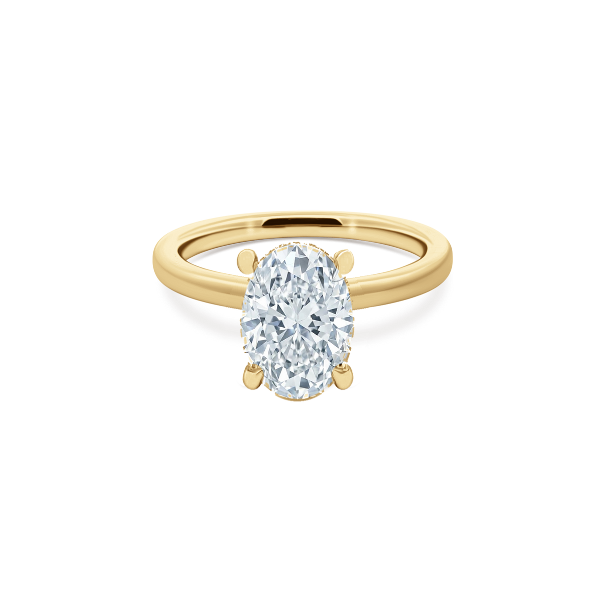 Oval Cut Lab Grown Diamond Solitaire Engagement Ring in 14K yellow gold with 2.00ct center diamond