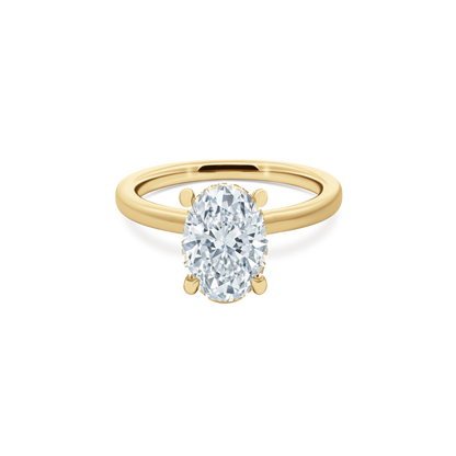 Oval Cut Lab Grown Diamond Solitaire Engagement Ring in 14K yellow gold with 2.00ct center diamond