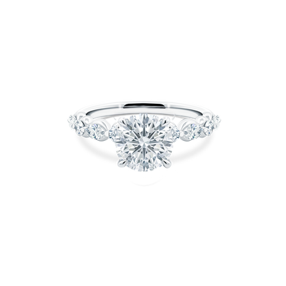 Round Brilliant Cut Lab Grown Diamond Shared Prong Engagement Ring with 2.00ct center diamond