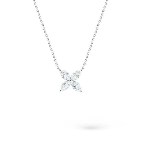 160-5392 — 2.05ct 18k White Gold Diamond Flower Pendant
