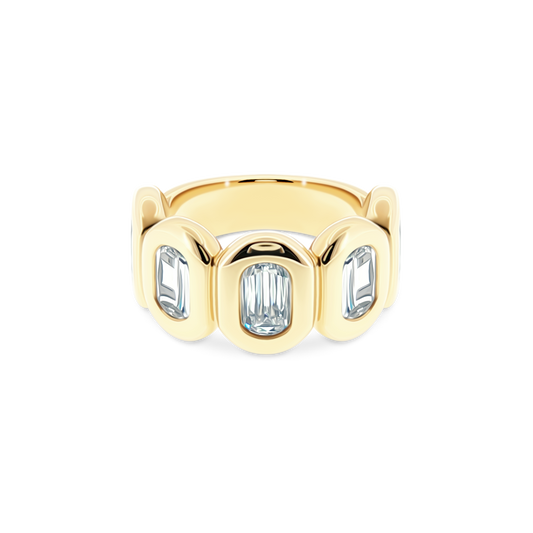 18k yellow gold emerald cut diamond band 130-2092