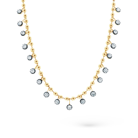 14k yellow gold diamond station necklace 165-1866