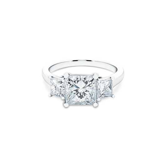 3.21ct Three Stone Princess Cut Diamond Engagement Ring — photo 1 of 3