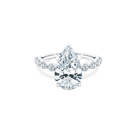 Martin Flyer Pear Diamond Shared Prong Engagement Ring — photo 1 of 3