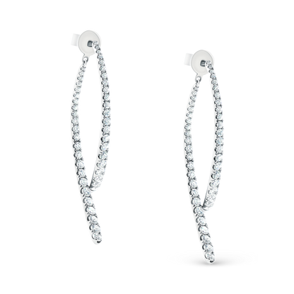 150-6612 2.45ct 18k White Gold Diamond Wave Drop Earrings