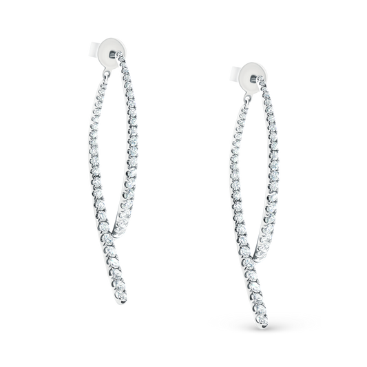 150-6612 2.45ct 18k White Gold Diamond Wave Drop Earrings