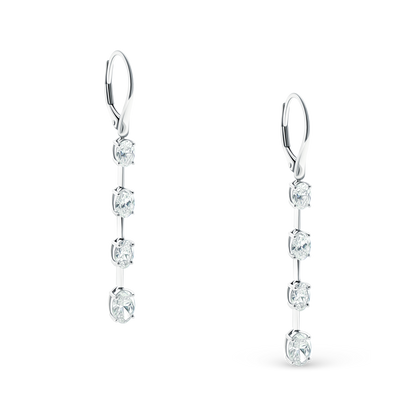 150-6614 2.48ct 18k White Gold Oval Diamond Drop Earrings