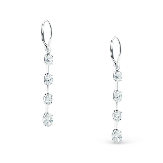 150-6614 2.48ct 18k White Gold Oval Diamond Drop Earrings