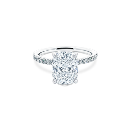 Elongated Cushion Cut Lab Grown Diamond Pave Engagement Ring with 2.50ct center diamond