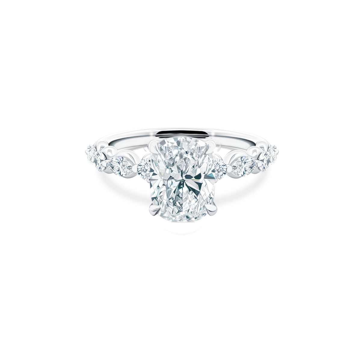 Elongated Cushion Cut Lab Grown Diamond Shared Prong Engagement Ring with 2.50ct center diamond