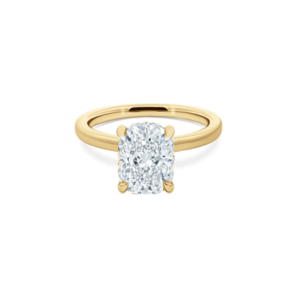 Elongated Cushion Cut Lab Grown Diamond Solitaire Engagement Ring in 14K yellow gold with 2.50ct center diamond