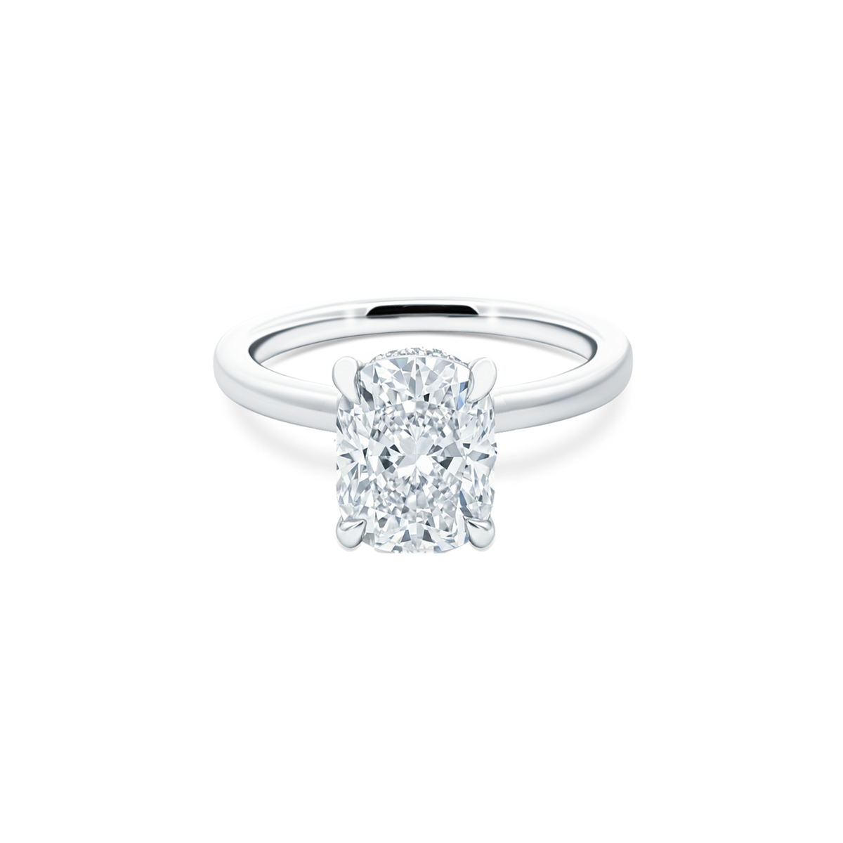 Elongated Cushion Cut Lab Grown Diamond Solitaire Engagement Ring with 2.50ct center diamond