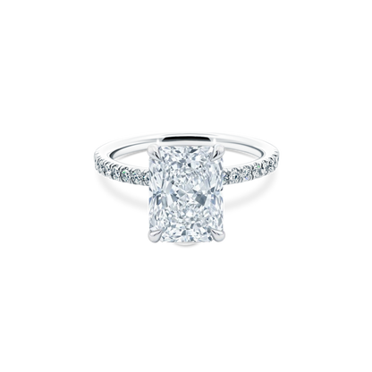 Elongated Radiant Cut Lab Grown Diamond Pave Engagement Ring with 2.50ct center diamond
