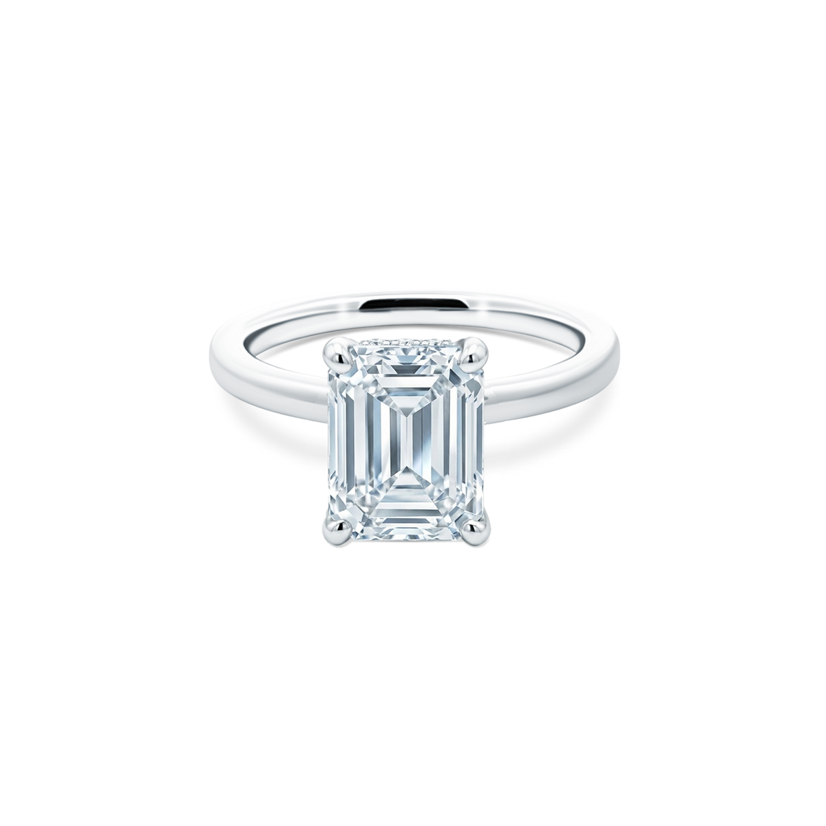 Emerald Cut Lab Grown Diamond Solitaire Engagement Ring with 2.50ct center diamond