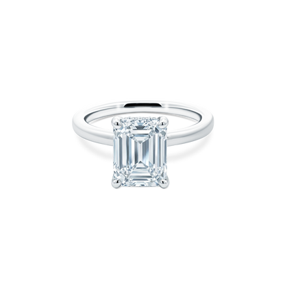 Emerald Cut Lab Grown Diamond Solitaire Engagement Ring with 2.50ct center diamond