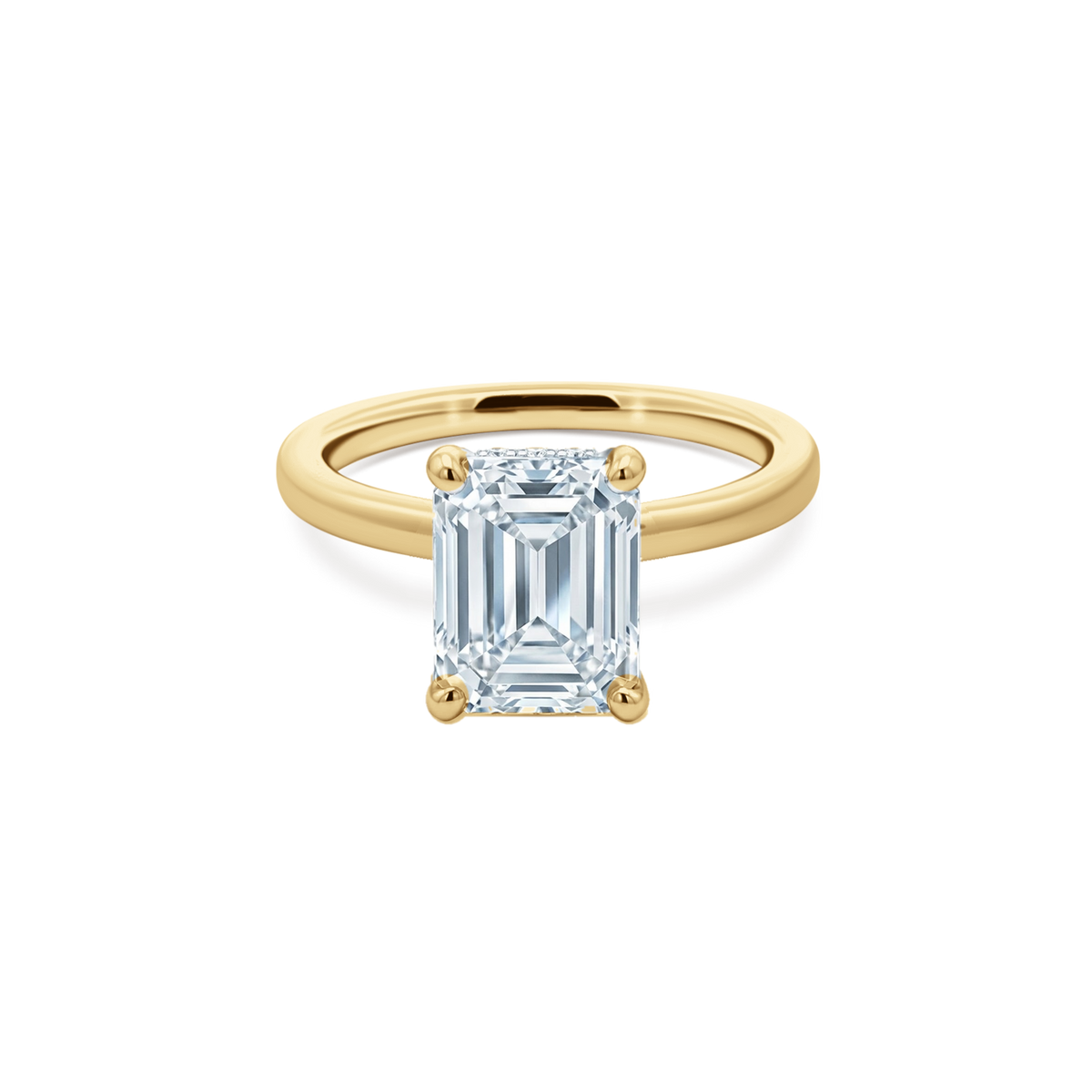 Emerald Cut Lab Grown Diamond Solitaire Engagement Ring in 14K yellow gold with 2.50ct center diamond
