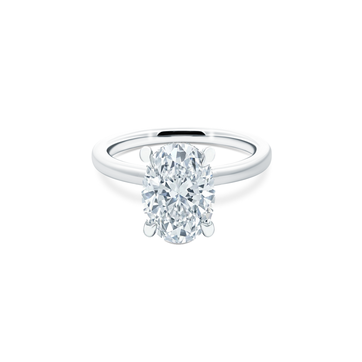 Oval Cut Lab Grown Diamond Solitaire Engagement Ring with 2.50ct center diamond