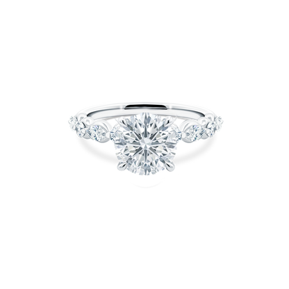 Round Brilliant Cut Lab Grown Diamond Shared Prong Engagement Ring with 2.50ct center diamond