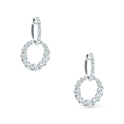 150-6610 2.65ct 18k White Gold Diamond Circle Drop Earrings