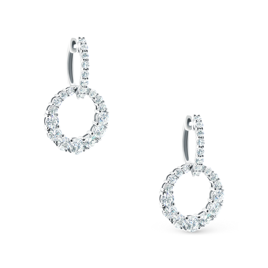 150-6610 2.65ct 18k White Gold Diamond Circle Drop Earrings