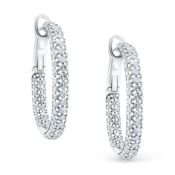 2.68ct 18k White Gold Pave Diamond Hoops — photo 1 of 2