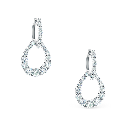 150-6609 2.84ct 18k White Gold Diamond Circle Drop Earrings
