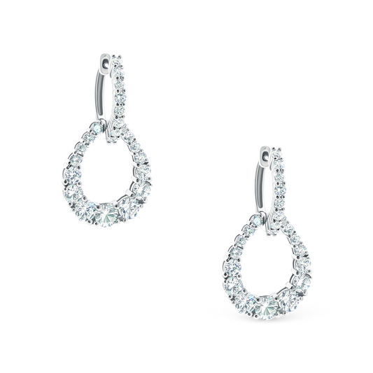 150-6609 2.84ct 18k White Gold Diamond Circle Drop Earrings