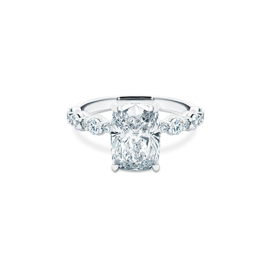 Martin Flyer Cushion Diamond Shared Prong Engagement Ring — photo 1 of 3