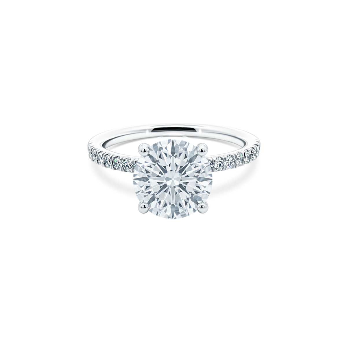 Round Brilliant Lab Grown Diamond Pave Engagement Ring with 2.50ct center diamond