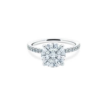 Round Brilliant Lab Grown Diamond Pave Engagement Ring with 2.50ct center diamond
