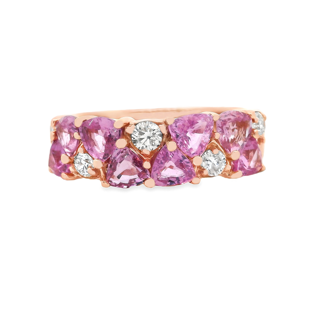 14k Rose Gold Diamond and Pink Sapphire Ring