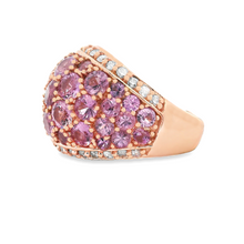 14k Rose Gold Diamond and Pink Sapphire Ring
