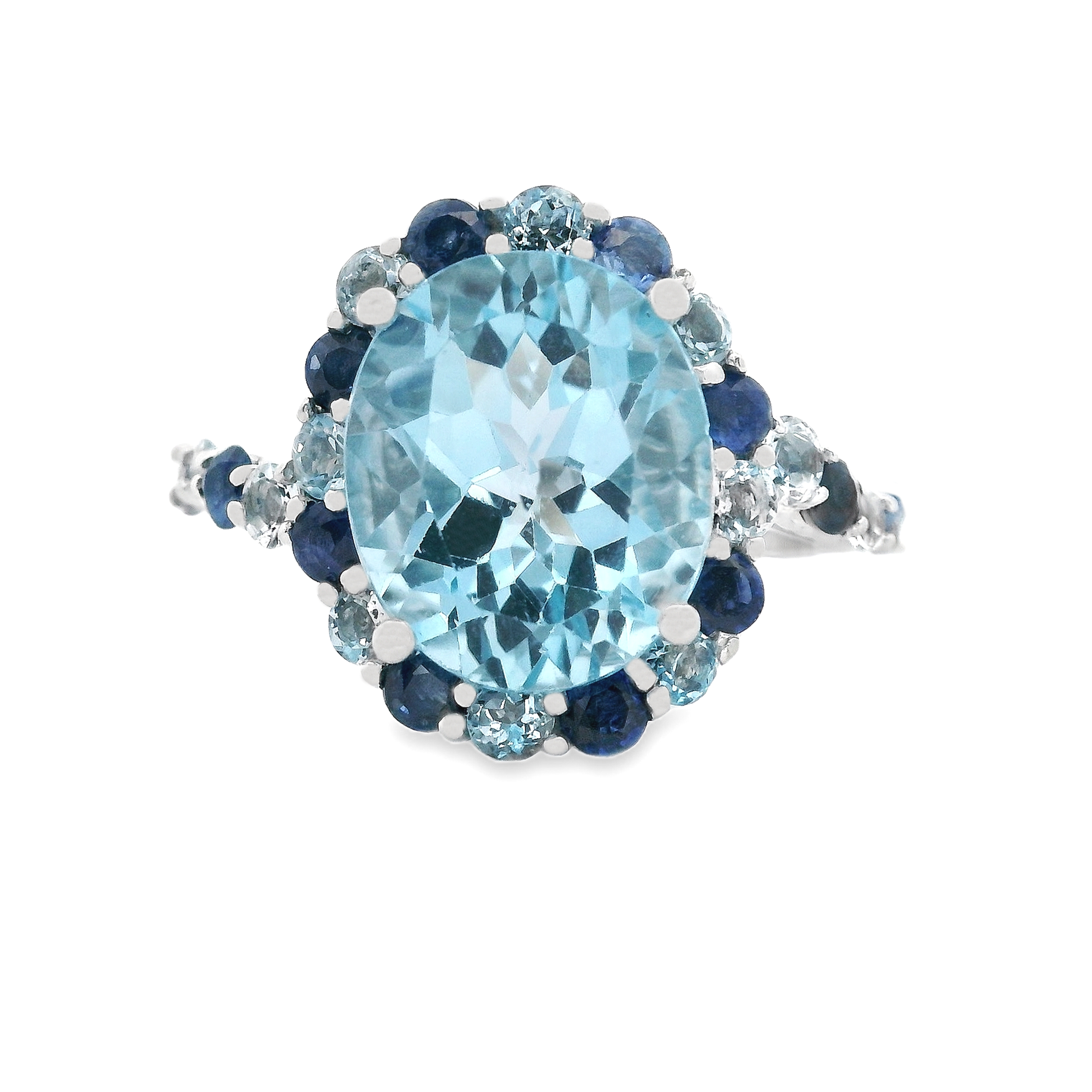 200-1694 14k White Gold Aquamarine and Blue Topaz Ring –