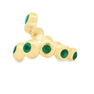 18k Yellow Gold Emerald Bypass Ring