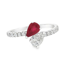 18 White Gold Diamond & Ruby Bypass Ring