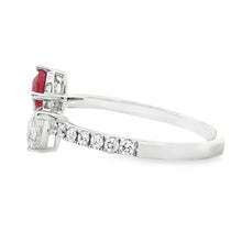 18 White Gold Diamond & Ruby Bypass Ring