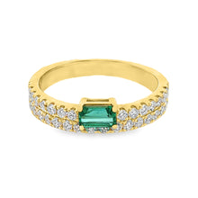 18k Yellow Gold Diamond and Emerald Band