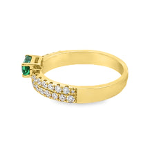 18k Yellow Gold Diamond and Emerald Band