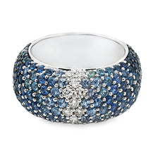 18k White Gold Ombre Sapphire and Diamond Ring