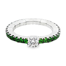 18k White Gold Diamond and Emerald Stretch Eternity Band