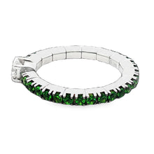 18k White Gold Diamond and Emerald Stretch Eternity Band