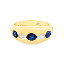 18k Yellow Gold Sapphire and Diamond Ring