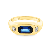 18k Yellow Gold Sapphire and Diamond Ring