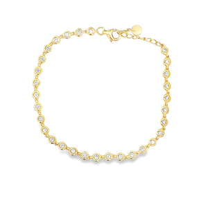 This 14k gold bracelet features 30 round brilliant cut diamonds tha...