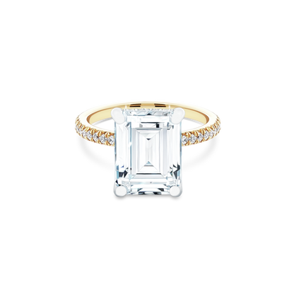Precision Set Emerald Cut Diamond Pave Engagement Ring — photo 1 of 3