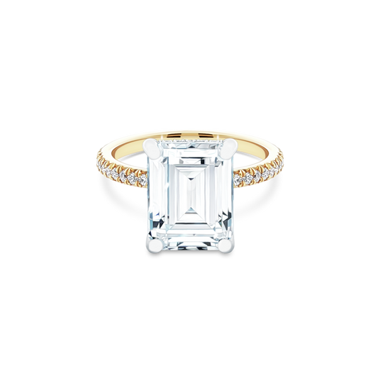Precision Set Emerald Cut Diamond Pave Engagement Ring — photo 1 of 3