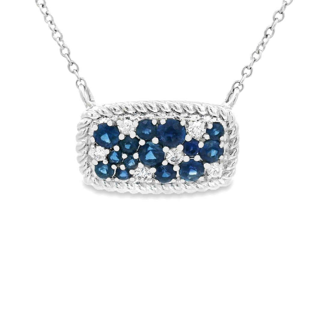 This beautiful 14k white gold necklace features a pendant with diam...