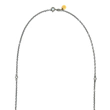 Oxidized Silver and Black Onyx Necklace. 4 bezel-set diamonds. Neck...