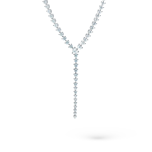 165-1898 24.05ct 18k White Gold Diamond Y Necklace